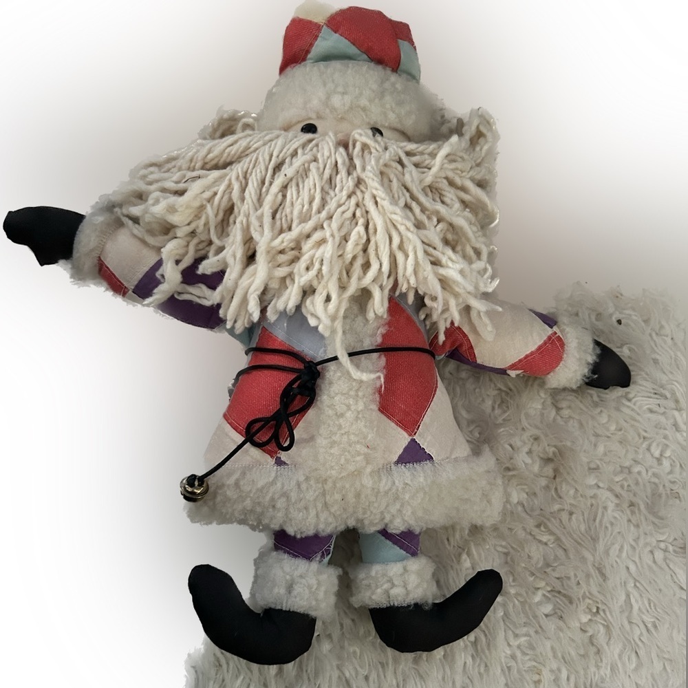 VTG Mop Beard Santa Patchwork quilt Suit Handmade christmas 21” make offer